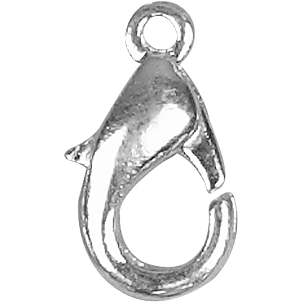 Karbinhakar, försilvrad, L: 12 mm, 5 st./ 1 förp. Sølvforgylt, Lengde: 12 mm, 5 st