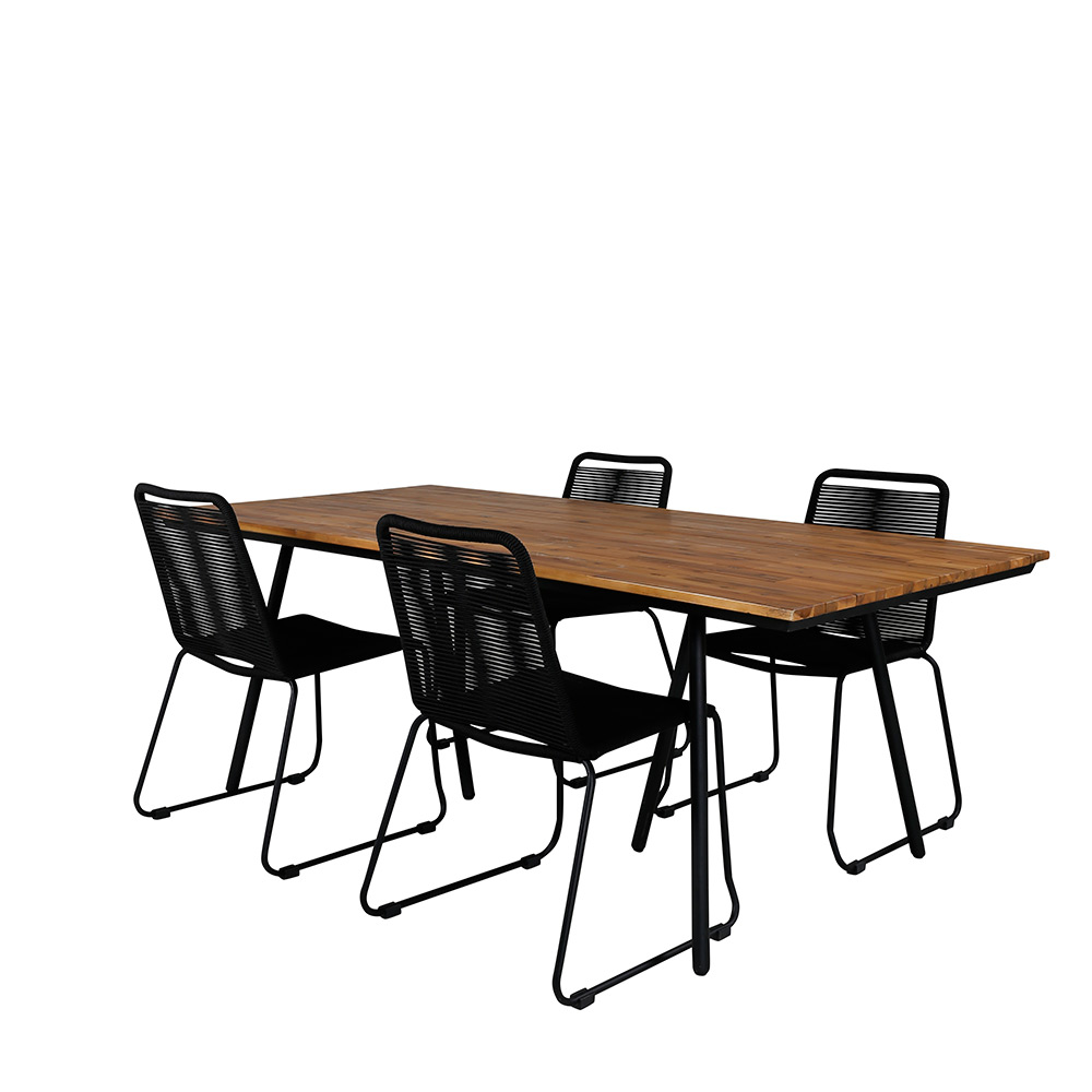 Spisegruppe Venture Home Chane med 4 Lumi Stablebare Spisestoler
