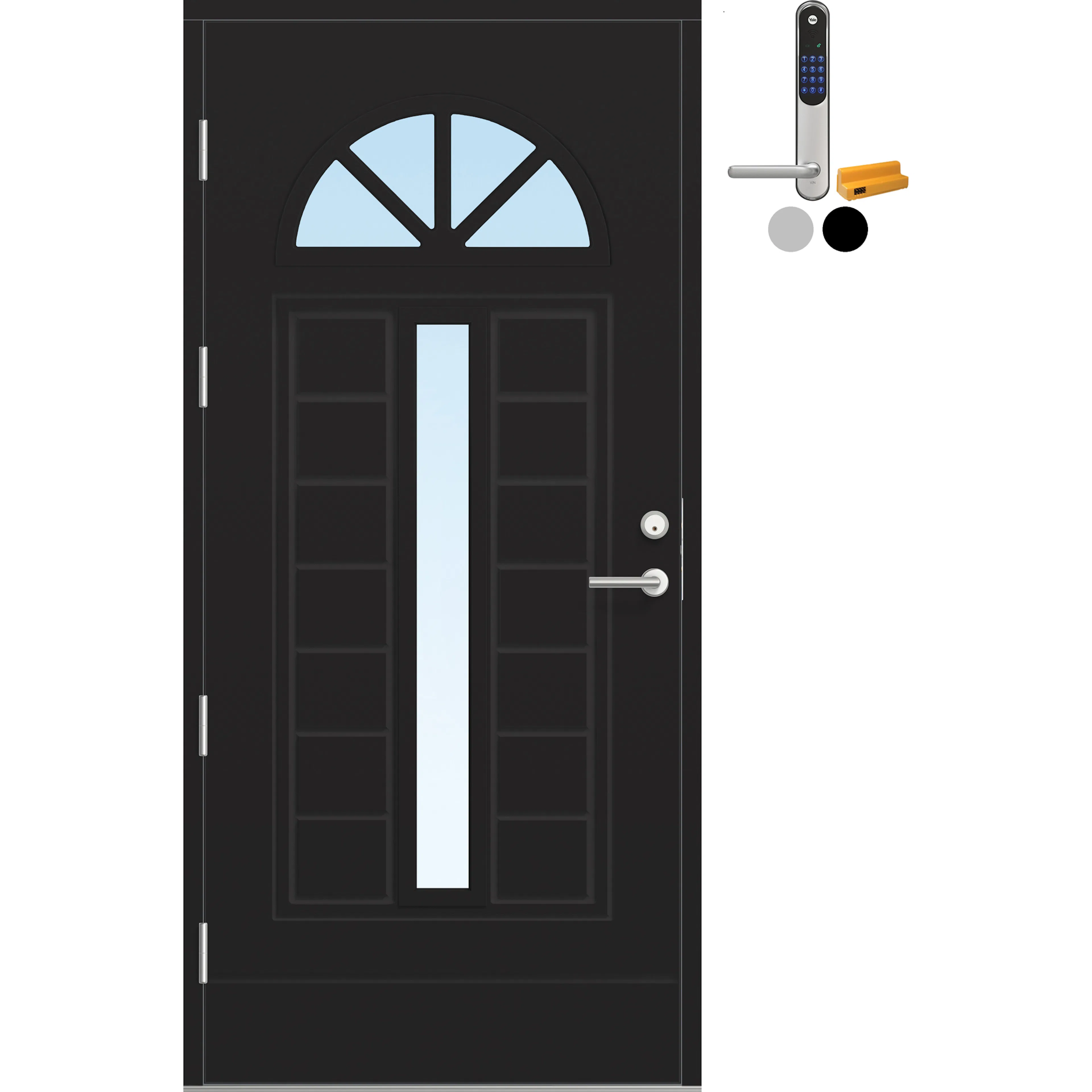 Ytterdør Bygg1 Fjell 13 Klarglass med Yale Doorman Classic Home