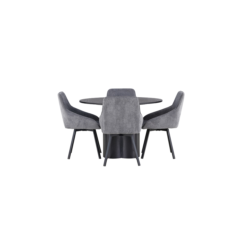 Spisegruppe Venture Home Olivia Ø110 cm med 4 stk Rosie Stoler