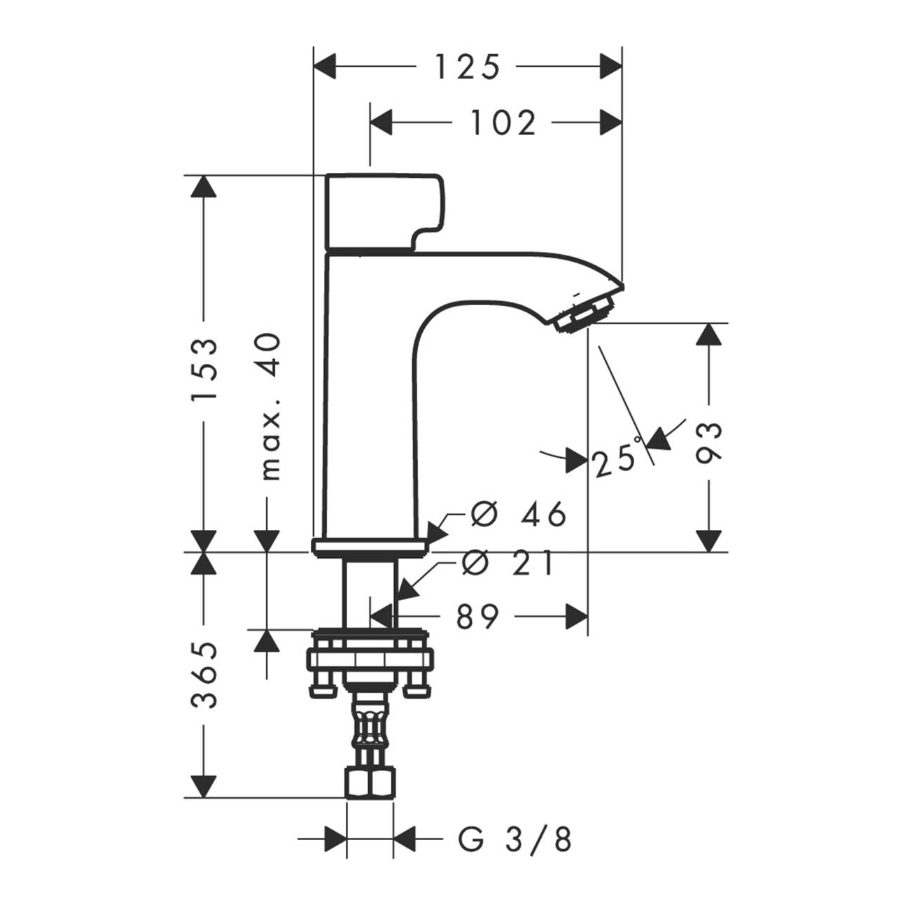 Tappkran Hansgrohe Metris 100 for Kaldtvannstilkobling