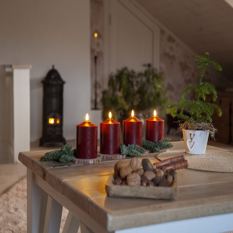 Kubbelys Star Trading Flamme LED Rød