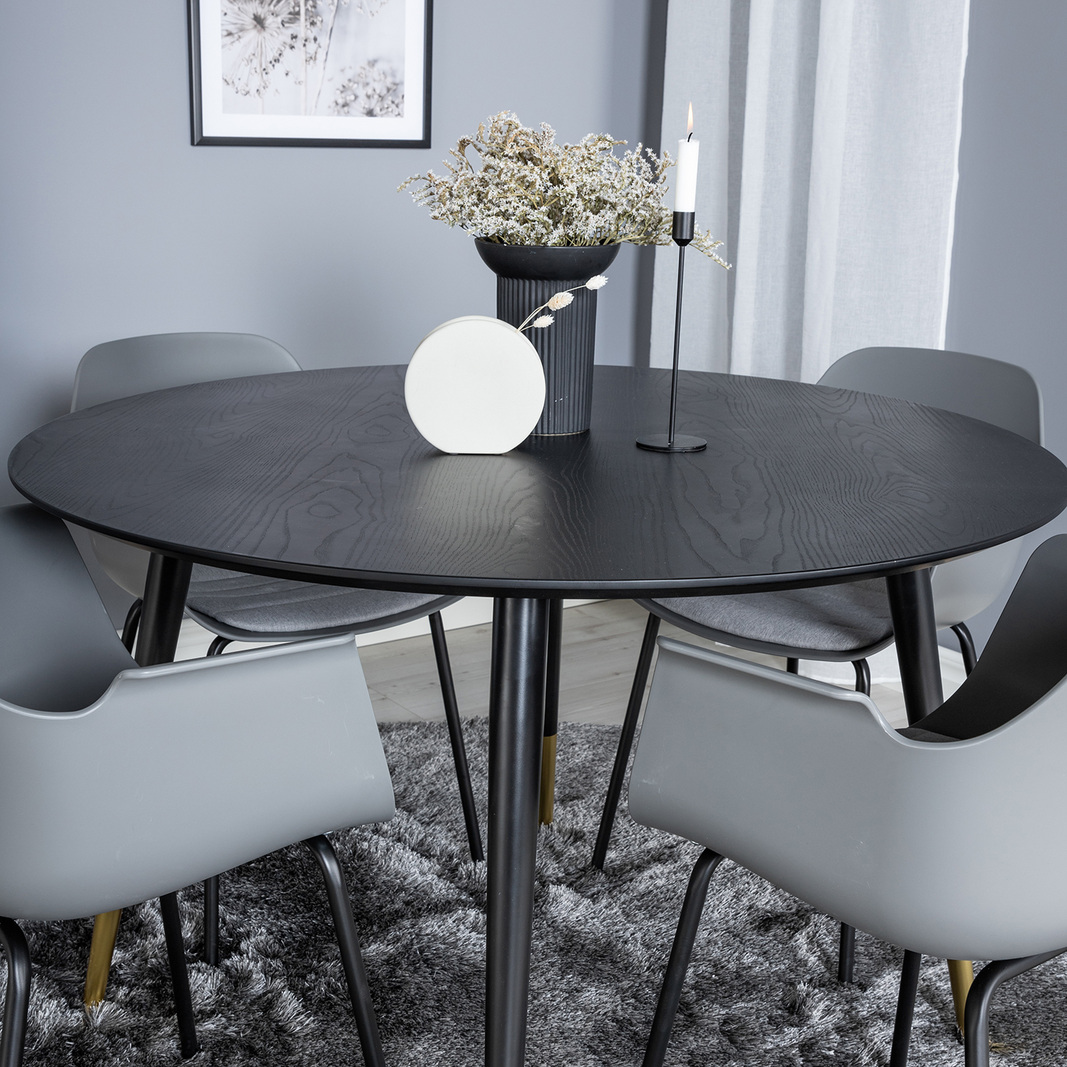 Spisegruppe Venture Home Dipp Ø115 cm med 4 Comfort Stoler