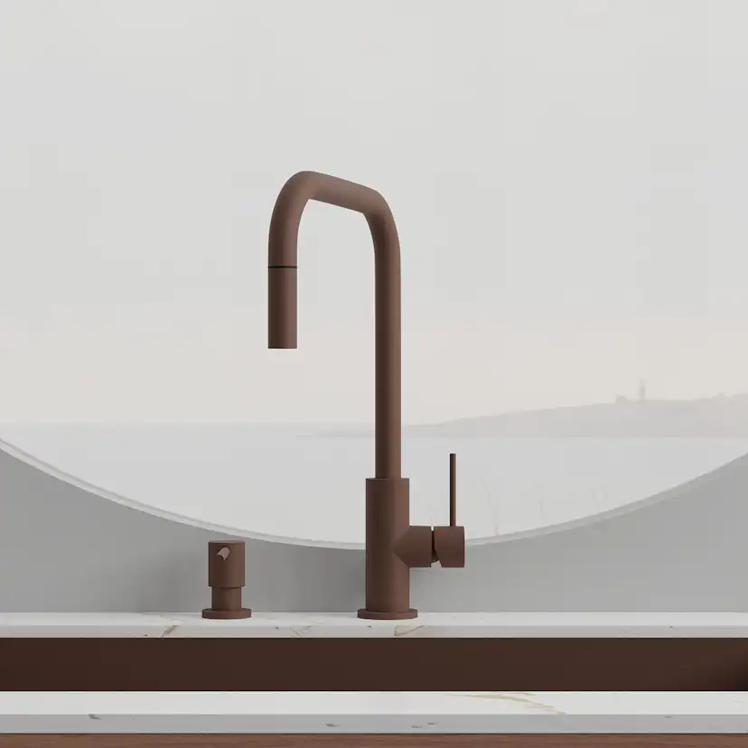 Kjøkkenbatteri Scandtap Steel Accent Square med Uttrekkbar Tut