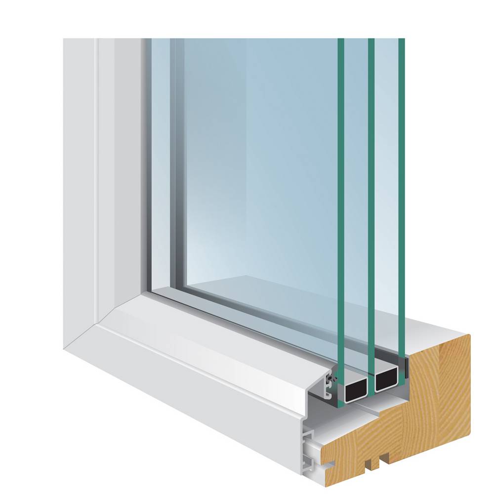 Vindu Fjordvindu Fastkarm Solid Aluminium 3-Lags