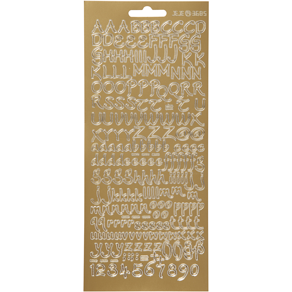 Stickers, guld, bokstäver, 10x23 cm, 1 ark Gull