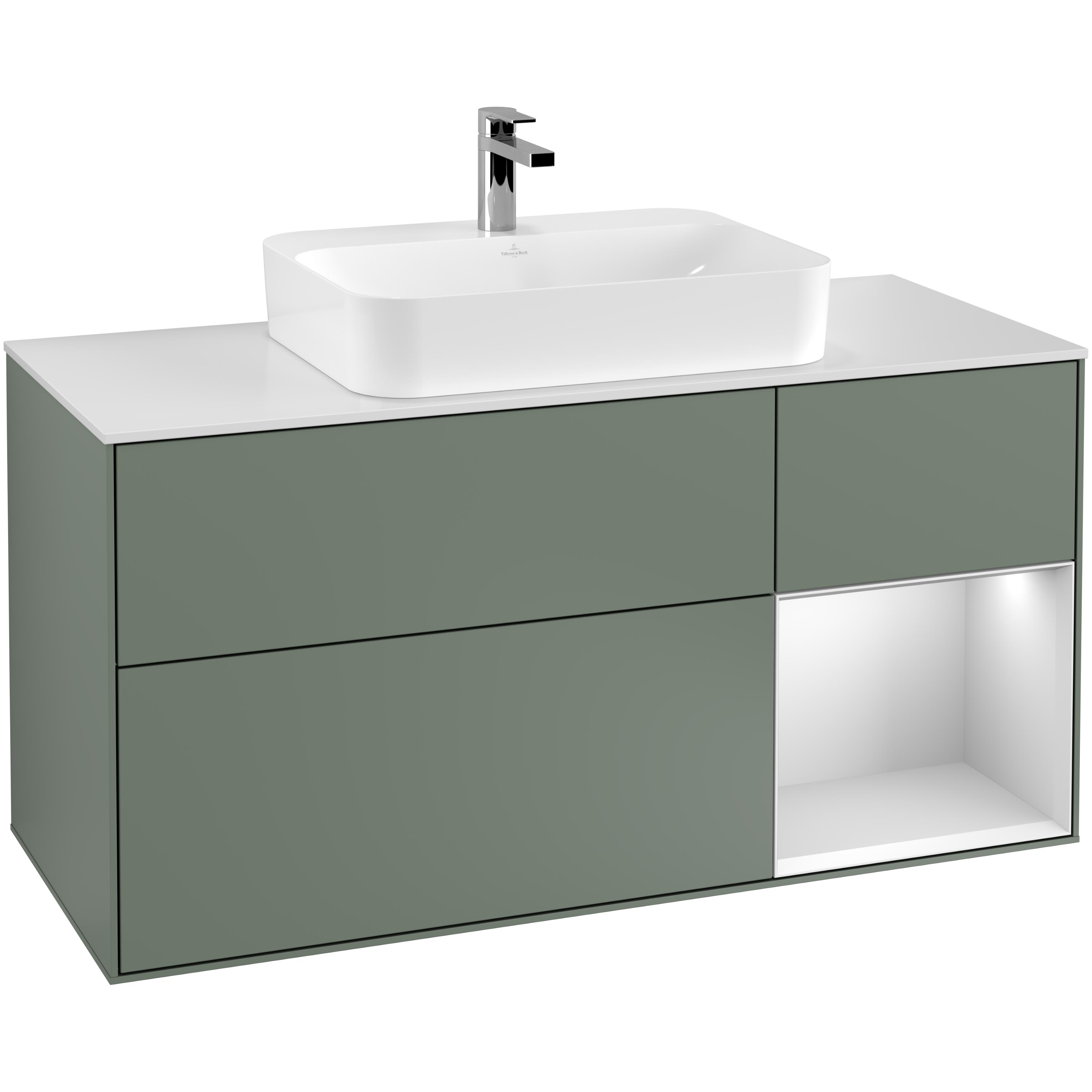 Tv&auml;ttst&auml;llssk&aring;p Villeroy & Boch Finion med 3 L&aring;dor Hylla och B&auml;nkskiva f&ouml;r Ytmonterat Tv&auml;ttst&auml;ll