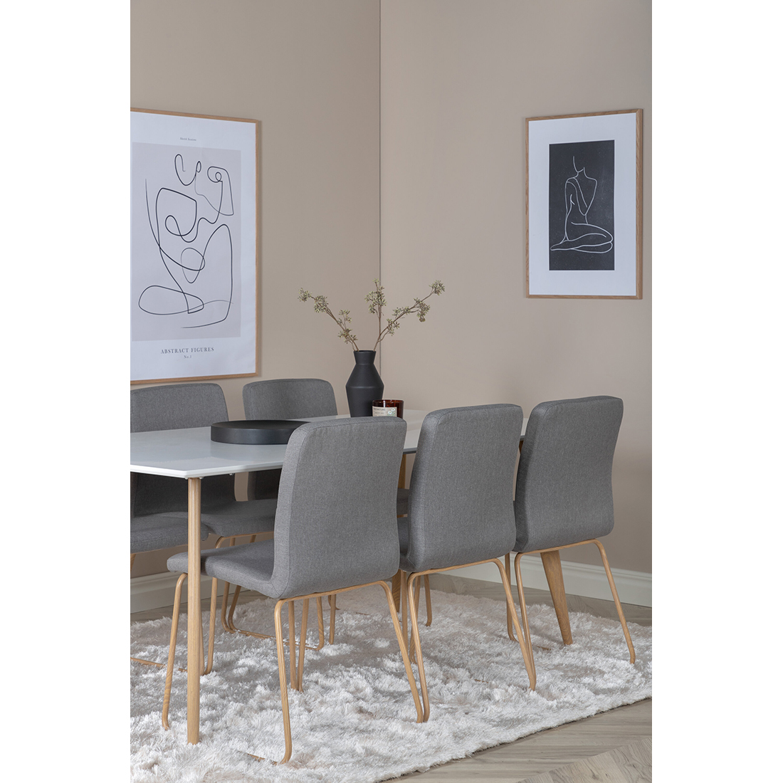 Spisegruppe Venture Home Polar Ø100 cm med 6st Mace Spisestoler
