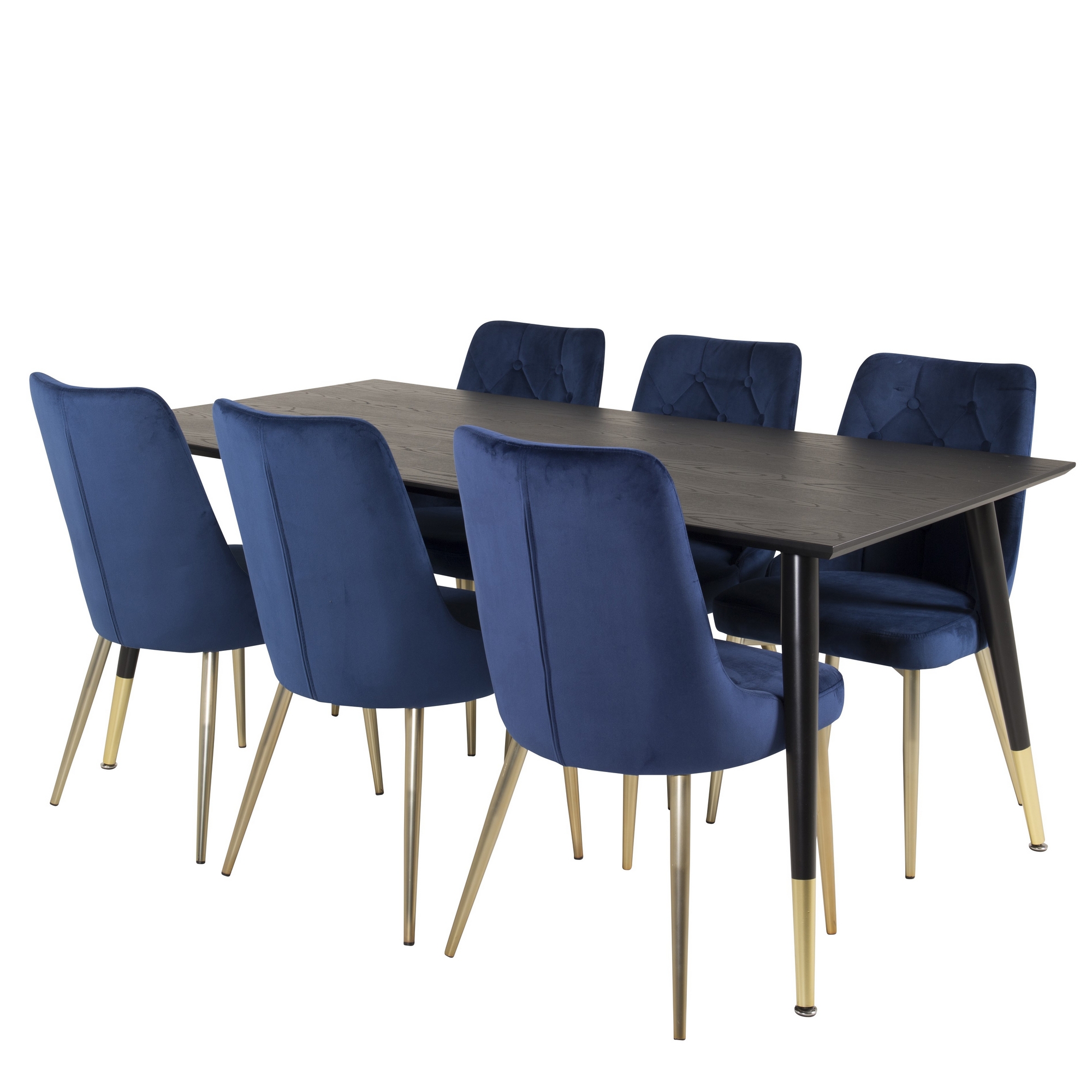 Spisegruppe Venture Home Dipp med 6 Velvet Deluxe Fløyel Stoler