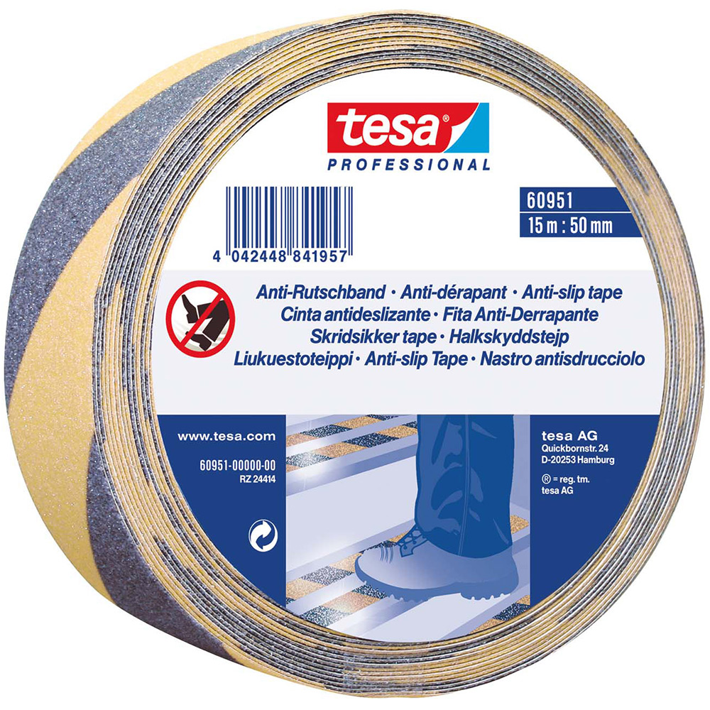 Antisklitape Tesa Gul/Sort 50 mm x 15 m