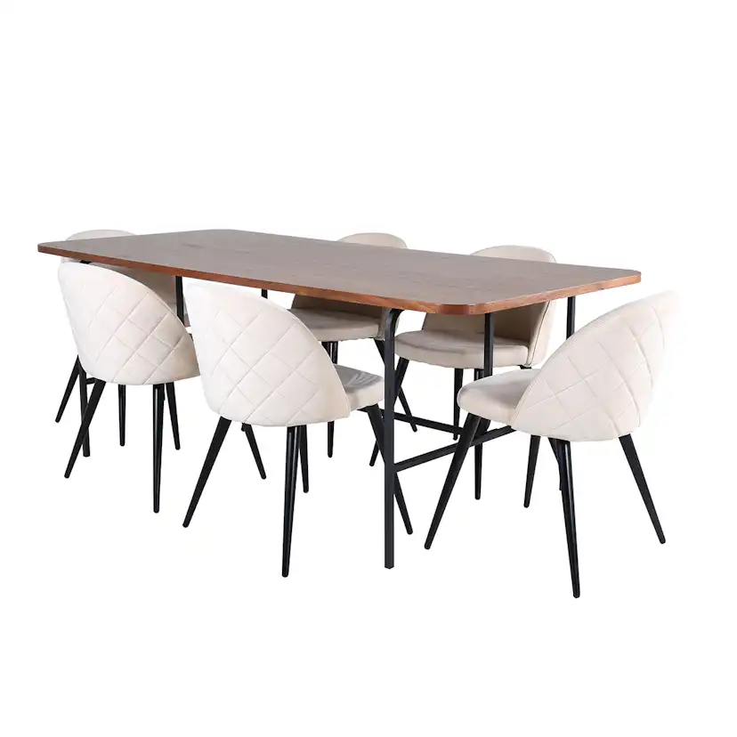 Spisegruppe Venture Home Chicago Spisebord og Valentina Stitcthes Spisestol Brun