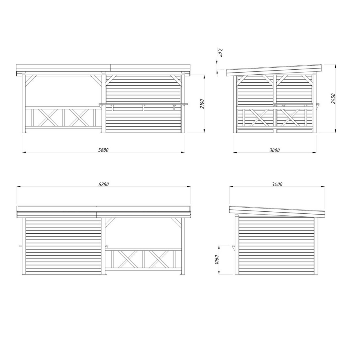 Lenna paviljong 16,6 m2 Set 310 Ubehandlet Tre