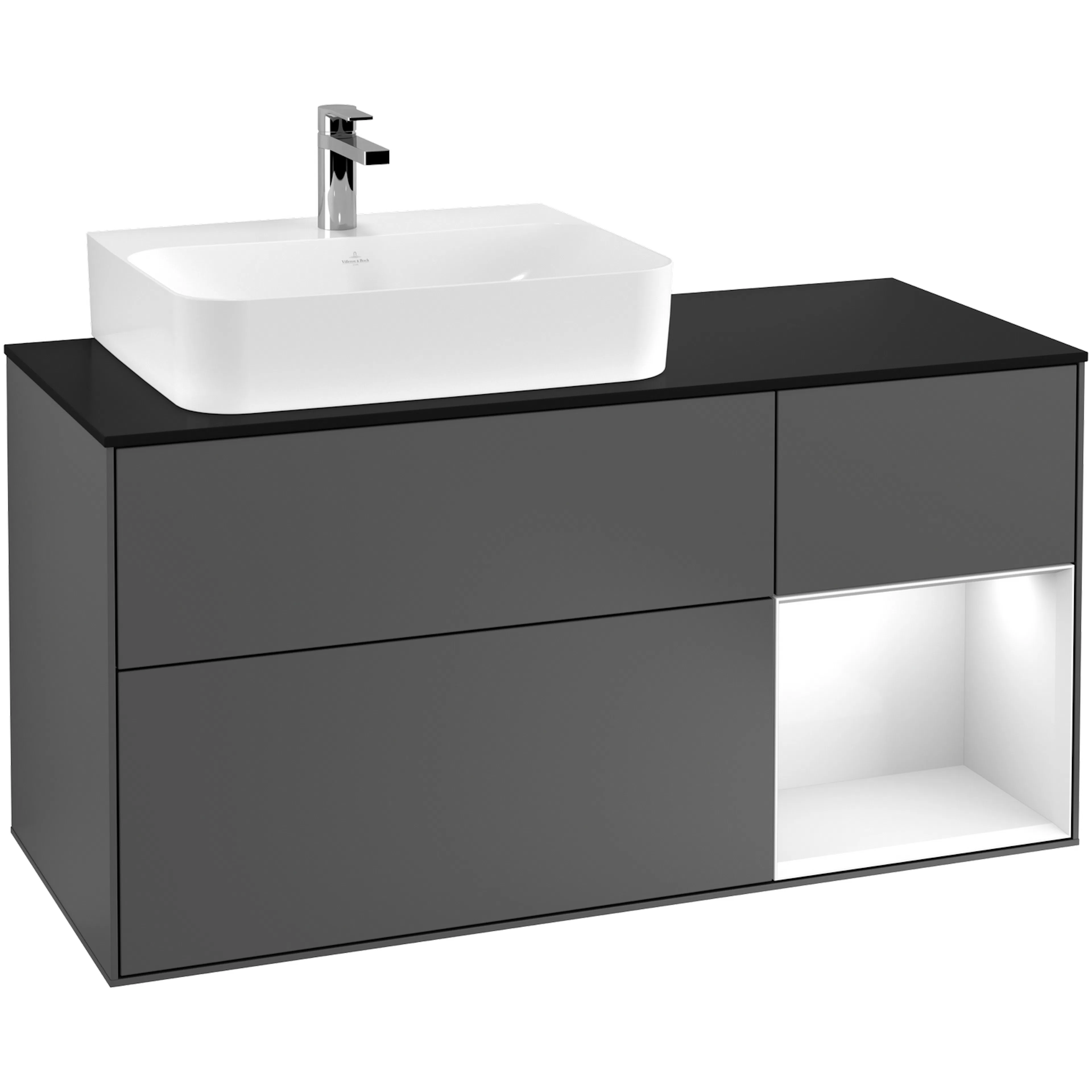 Tvättställsskåp Villeroy & Boch Finion med 3 Lådor Hylla och Bänkskiva för Ocentrerat Tvättställ