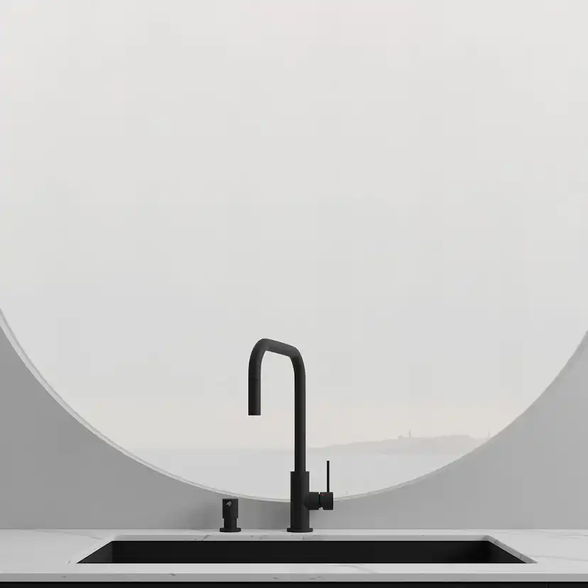 Kjøkkenbatteri Scandtap Steel Accent Square med Uttrekkbar Tut