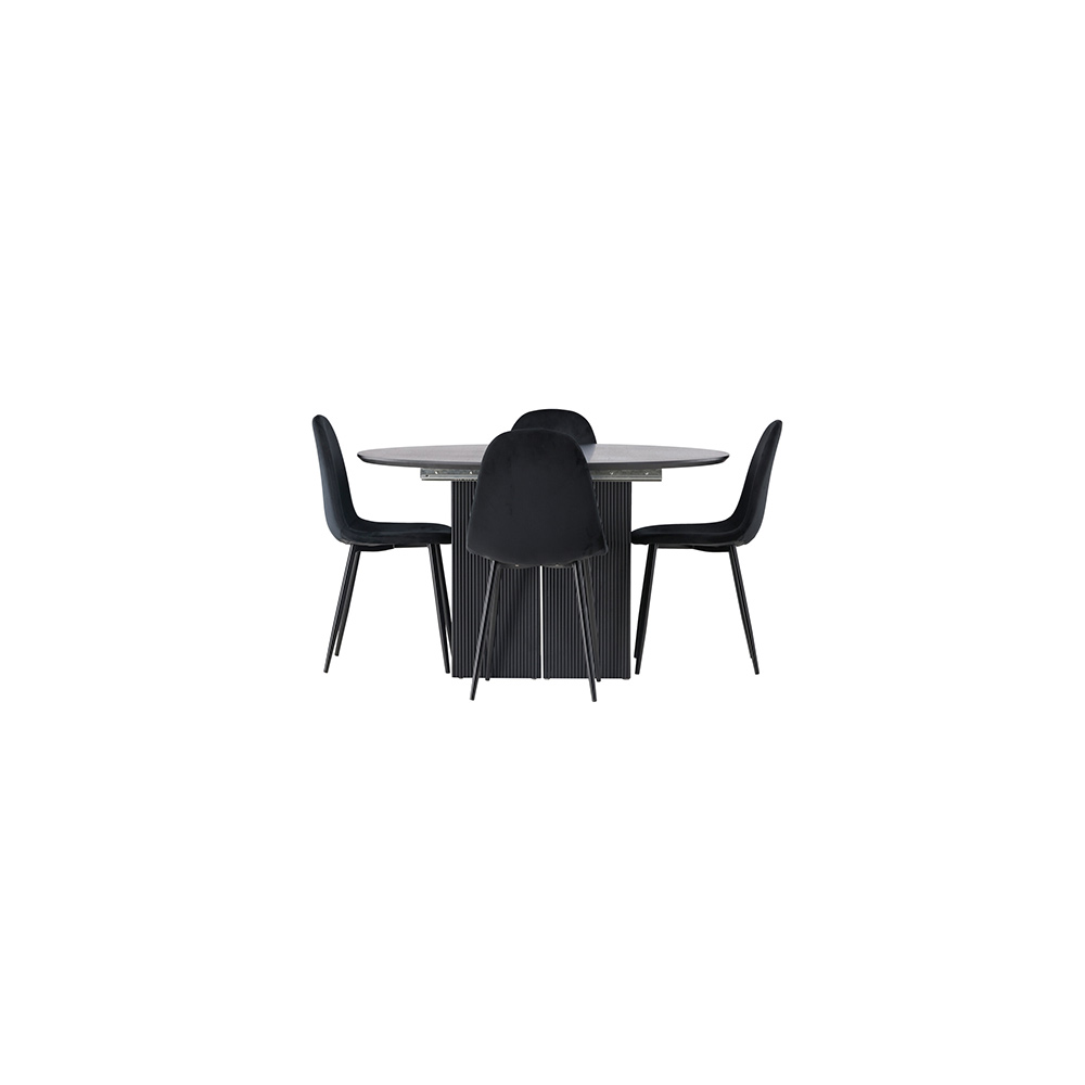 Spisegruppe Venture Home Matilda med 4 Polar Fløyel Stoler