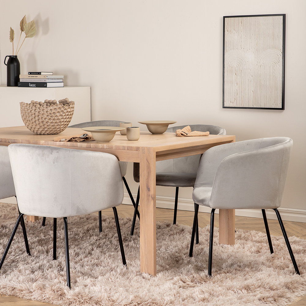 Spisegruppe Venture Home Shy med 6 Bergen Stoler Fløyel