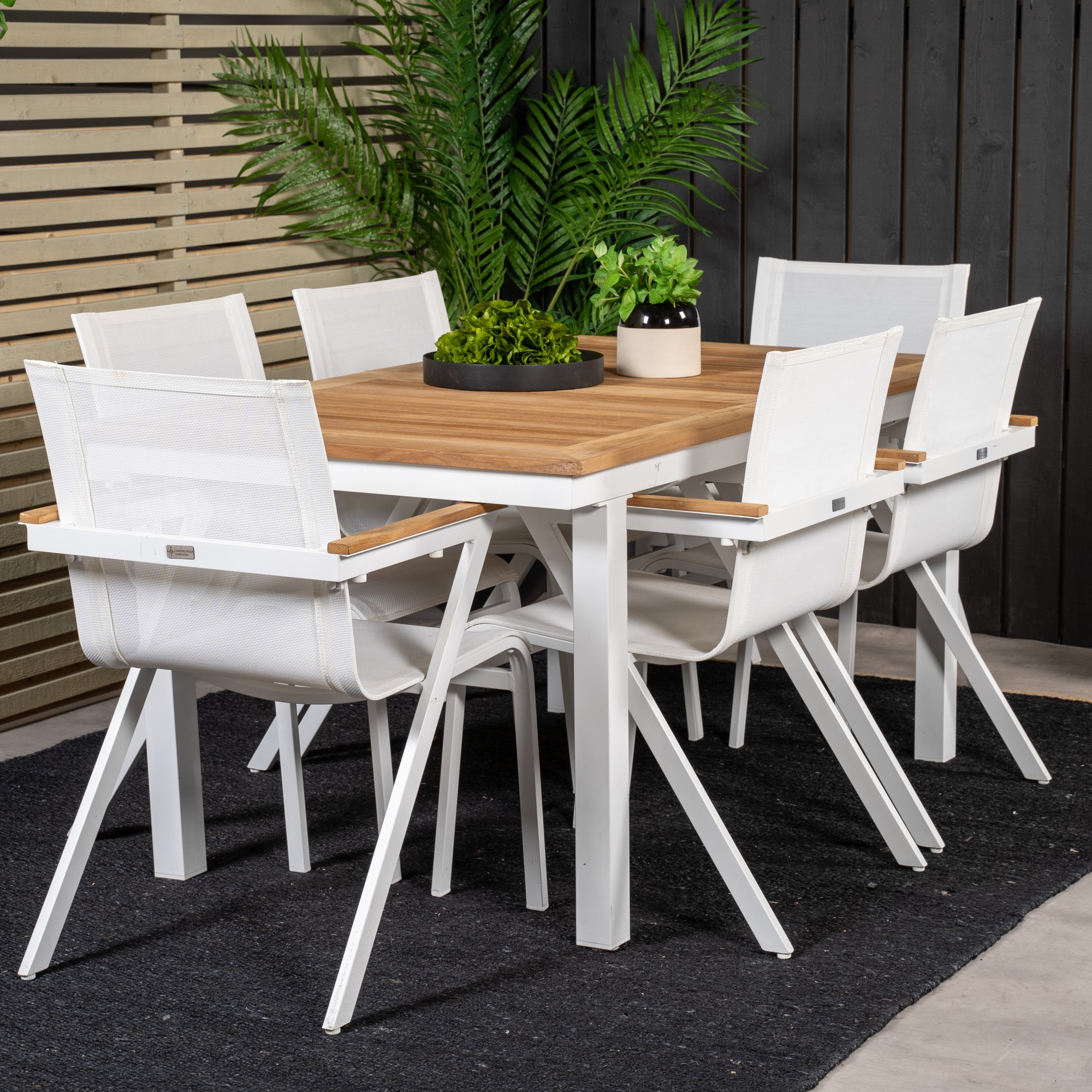 Spisegruppe Venture Home Perla 160/240 med 6 Meya Stoler