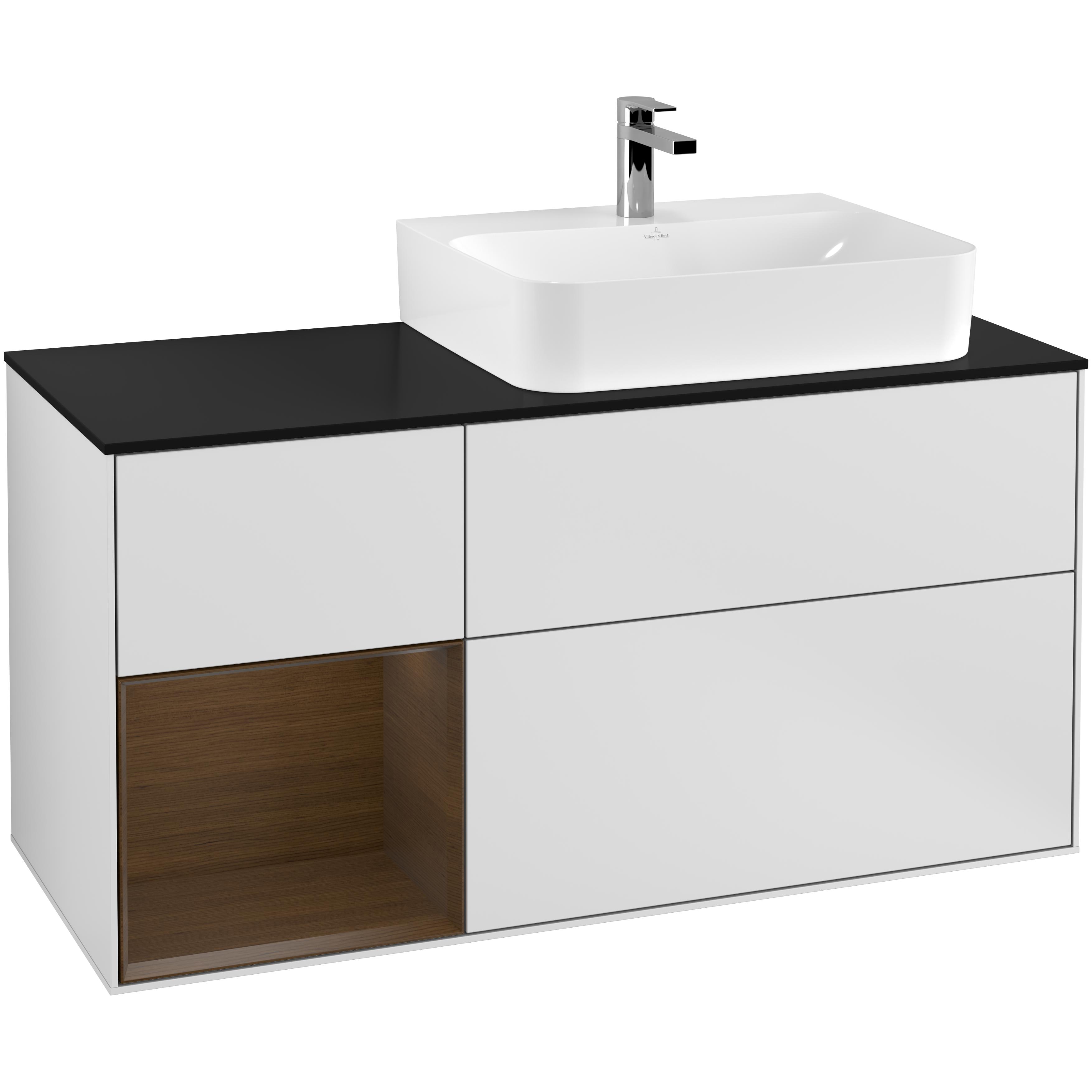 Tvättställsskåp Villeroy & Boch Finion med 3 Lådor Hylla och Bänkskiva för Ocentrerat Tvättställ