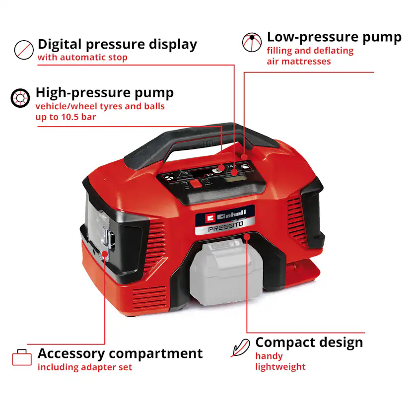 Kompressor Einhell Pressito 18V uten Batteri & Lader
