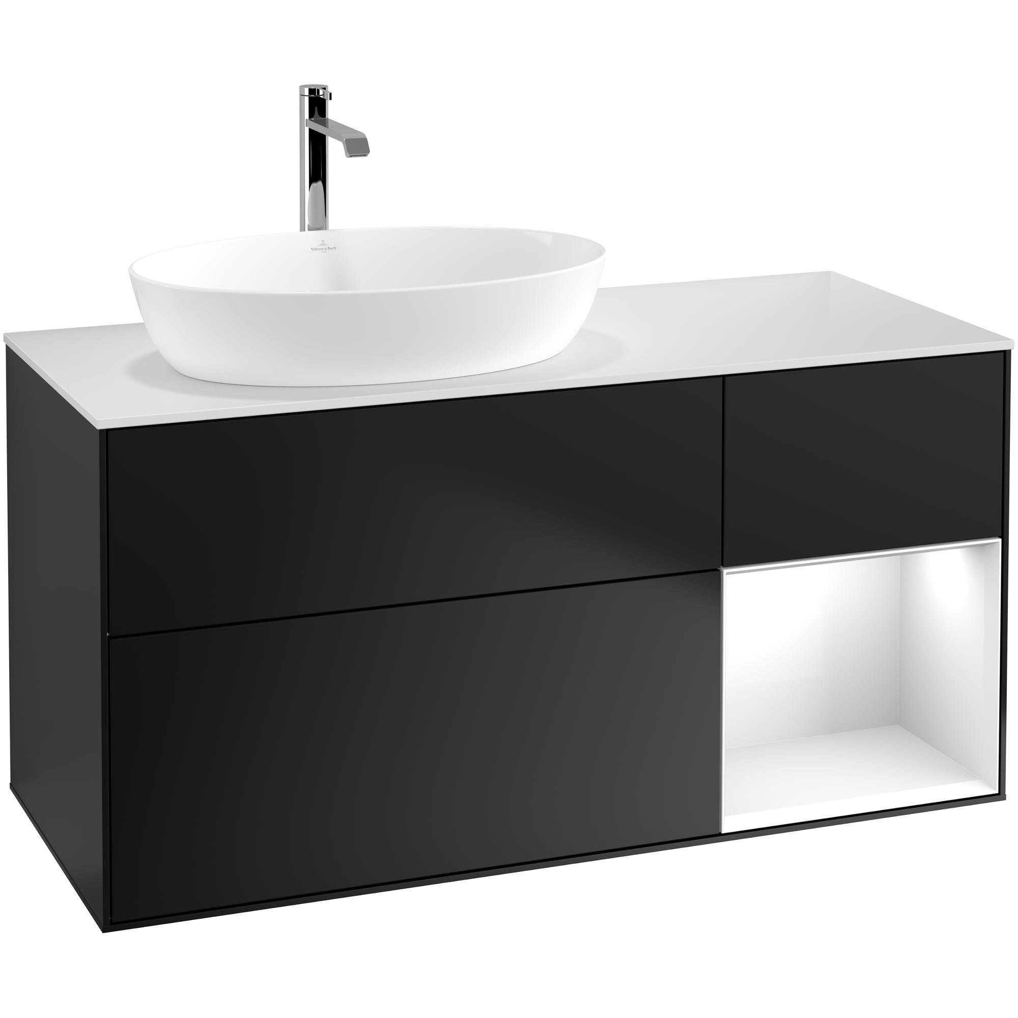 Tvättställsskåp Villeroy & Boch Finion med 3 Lådor Hylla och Bänkskiva för Ocentrerat Tvättställ från Artis & Collaro