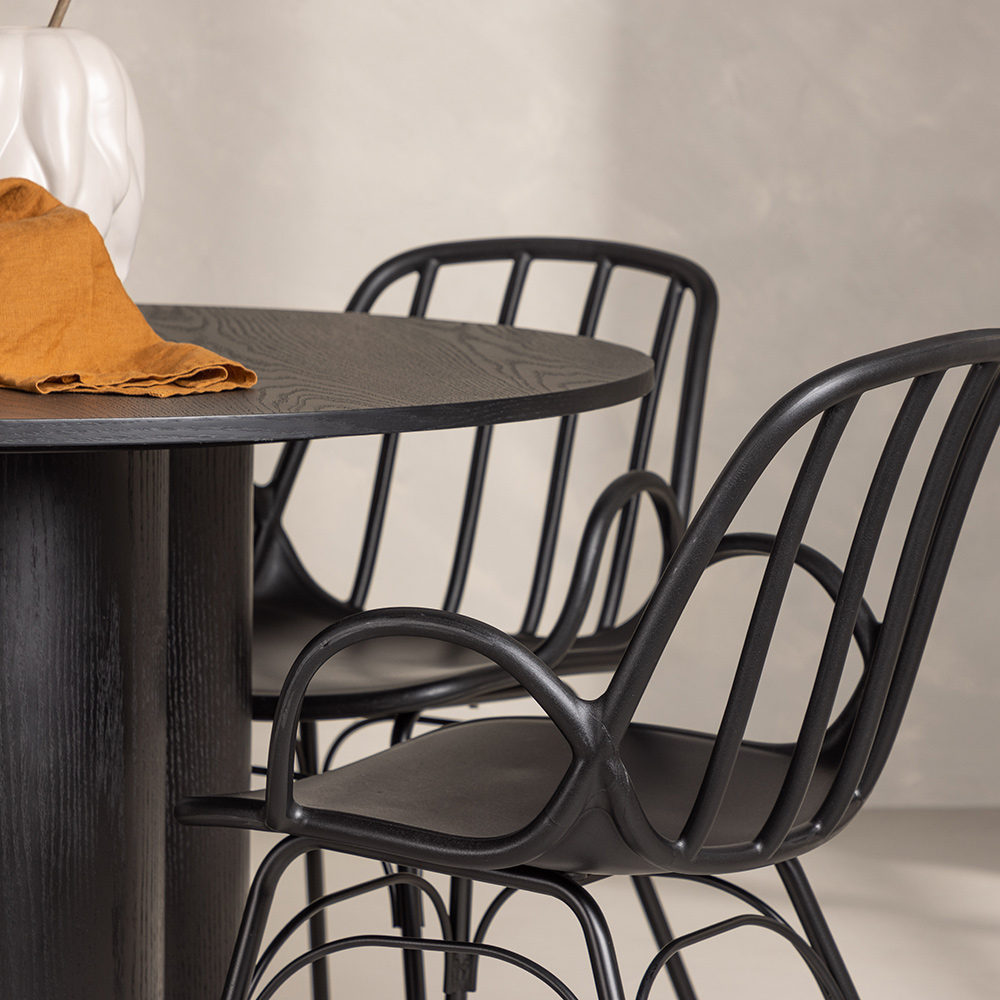 Spisegruppe Venture Home Olivia Ø 110 cm med 4 Dyrön Stoler