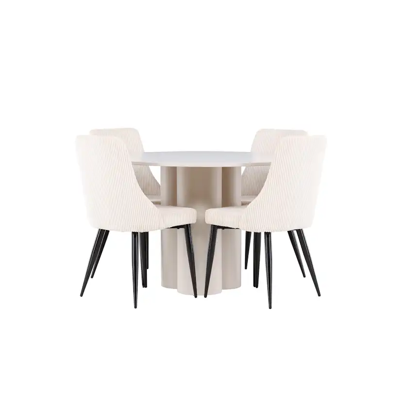 Spisegruppe Venture Home Olivia Ø110 med 4 stk Leone Stoler