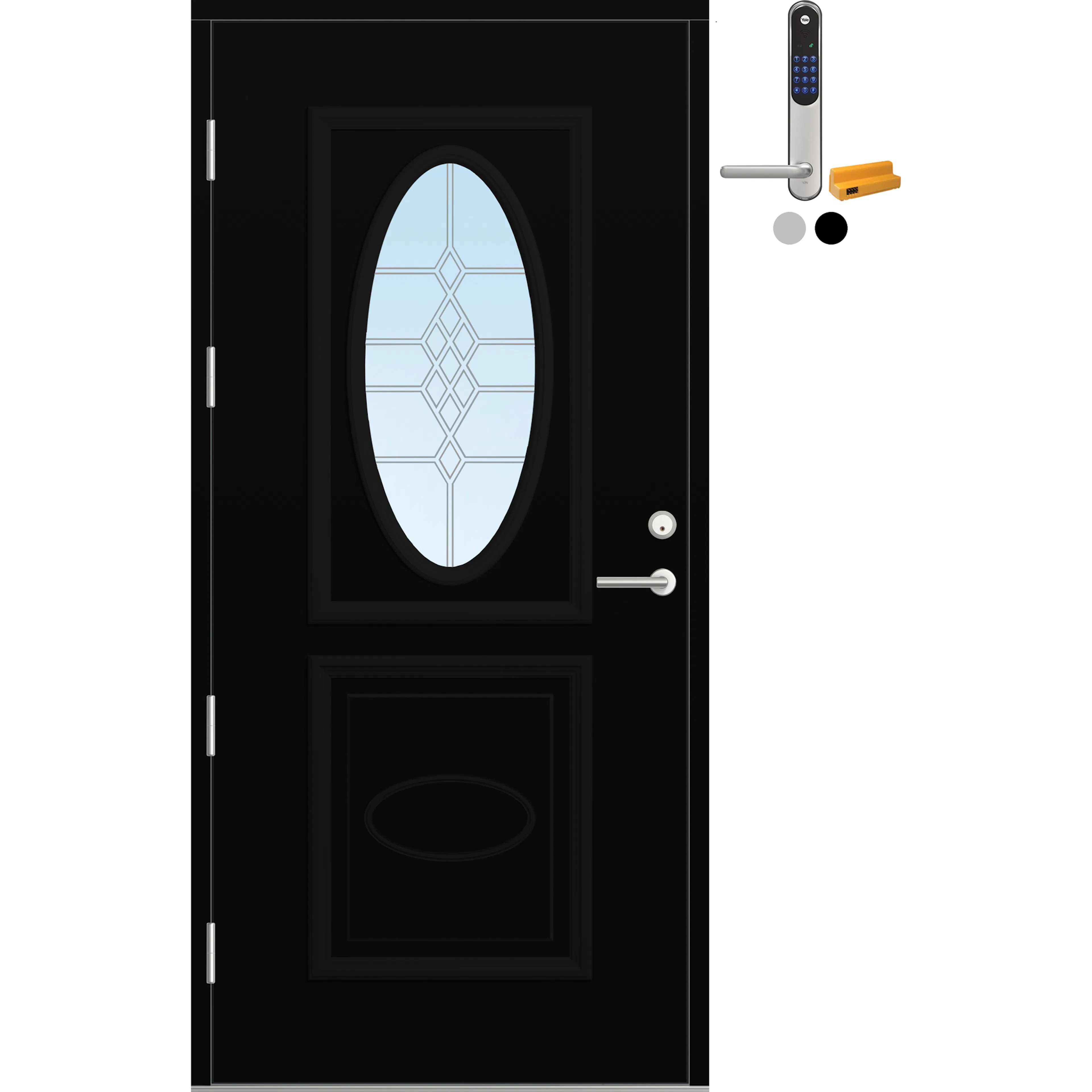 Ytterdør Bygg1 Fjord 05 Blyglass med Yale Doorman Classic Home