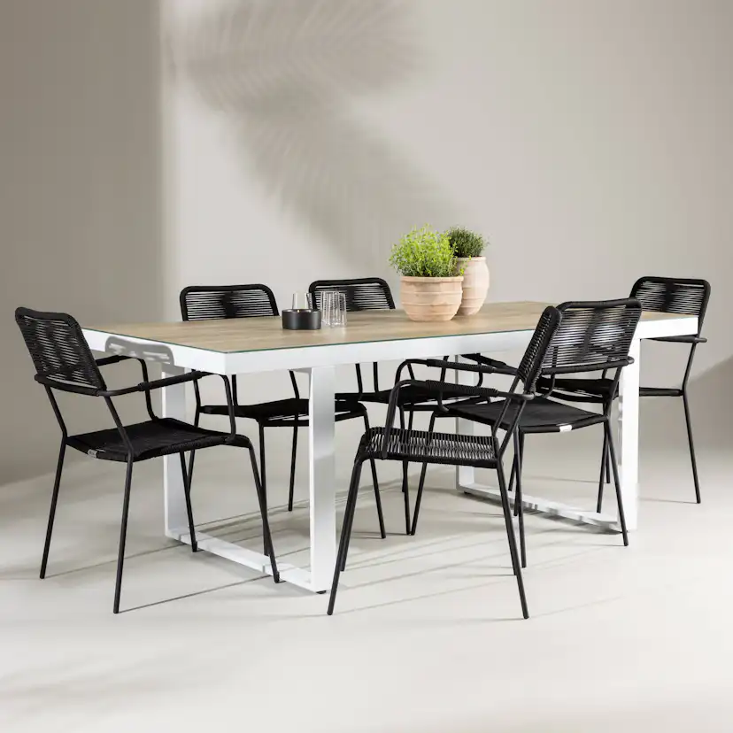 Hagegruppe Venture Home Merlo med 6 Lindos Lenestoler