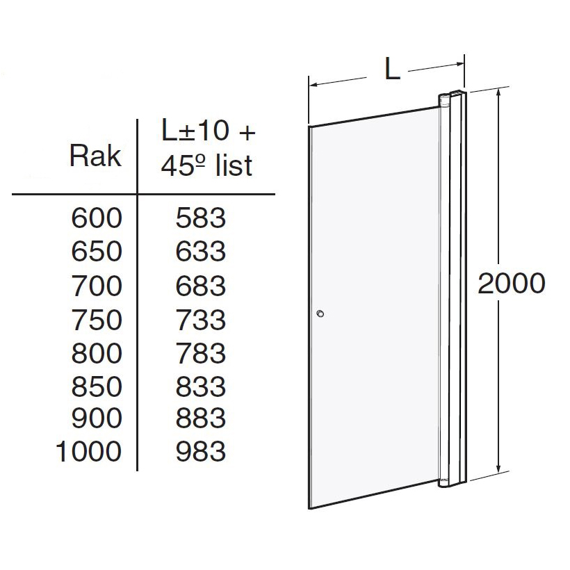 Duschdörr Contura Shower Space Rak SPNF med Knopp