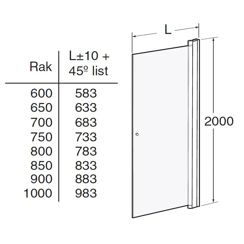 Duschdörr Contura Shower Space Rak SPNF med Knopp