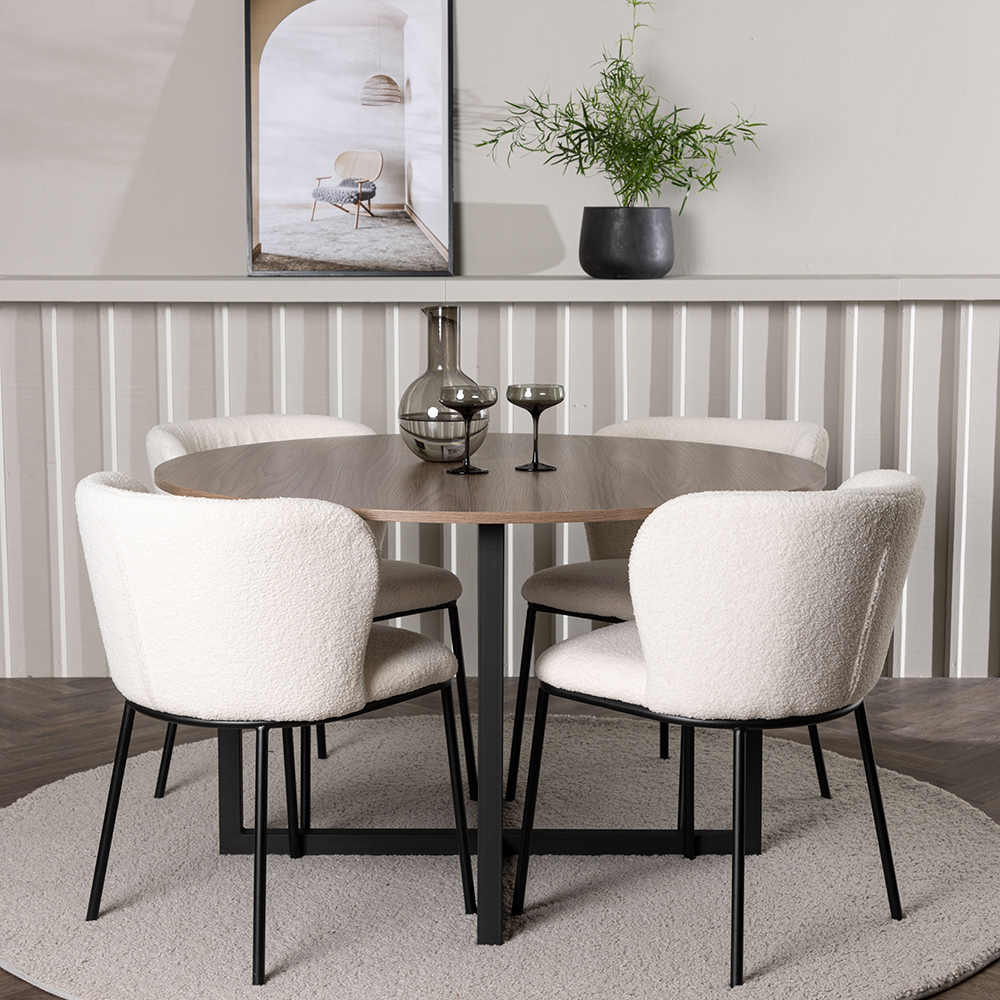Spisegruppe Venture Home Durango Ø120 cm med 4 stk Edina Stoler