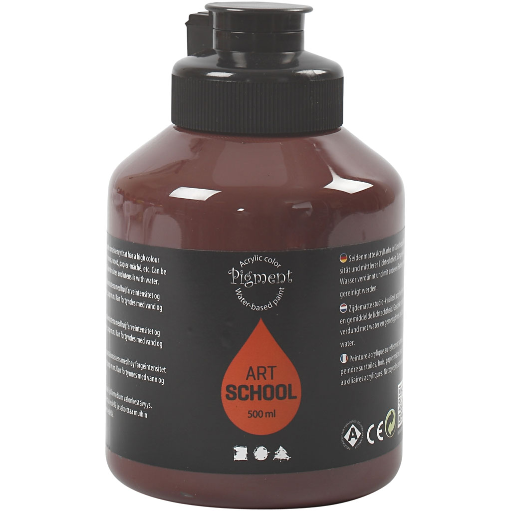 Pigment Art School, burnt umber, täckande, 500 ml/ 1 flaska Burnt Umber, Dekkende