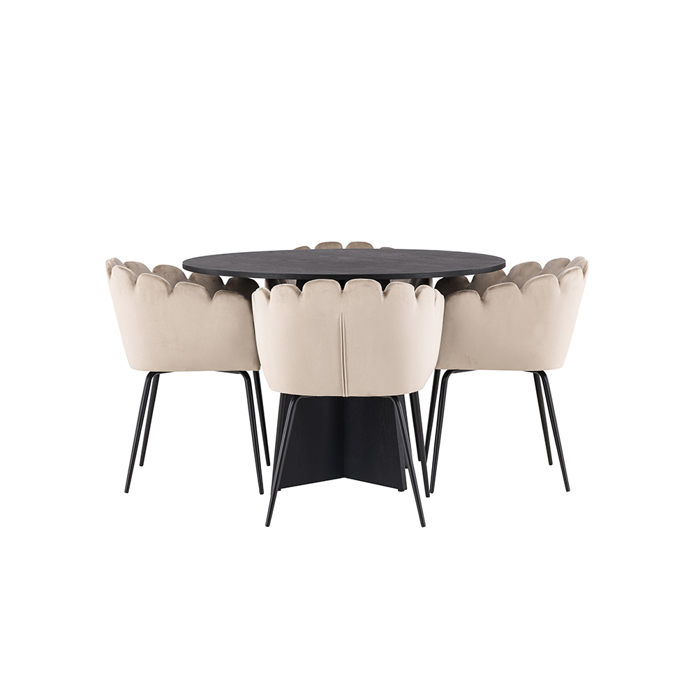 Spisegruppe Venture Home Bootcut Ø110 cm med 4 Limhamn Stoler