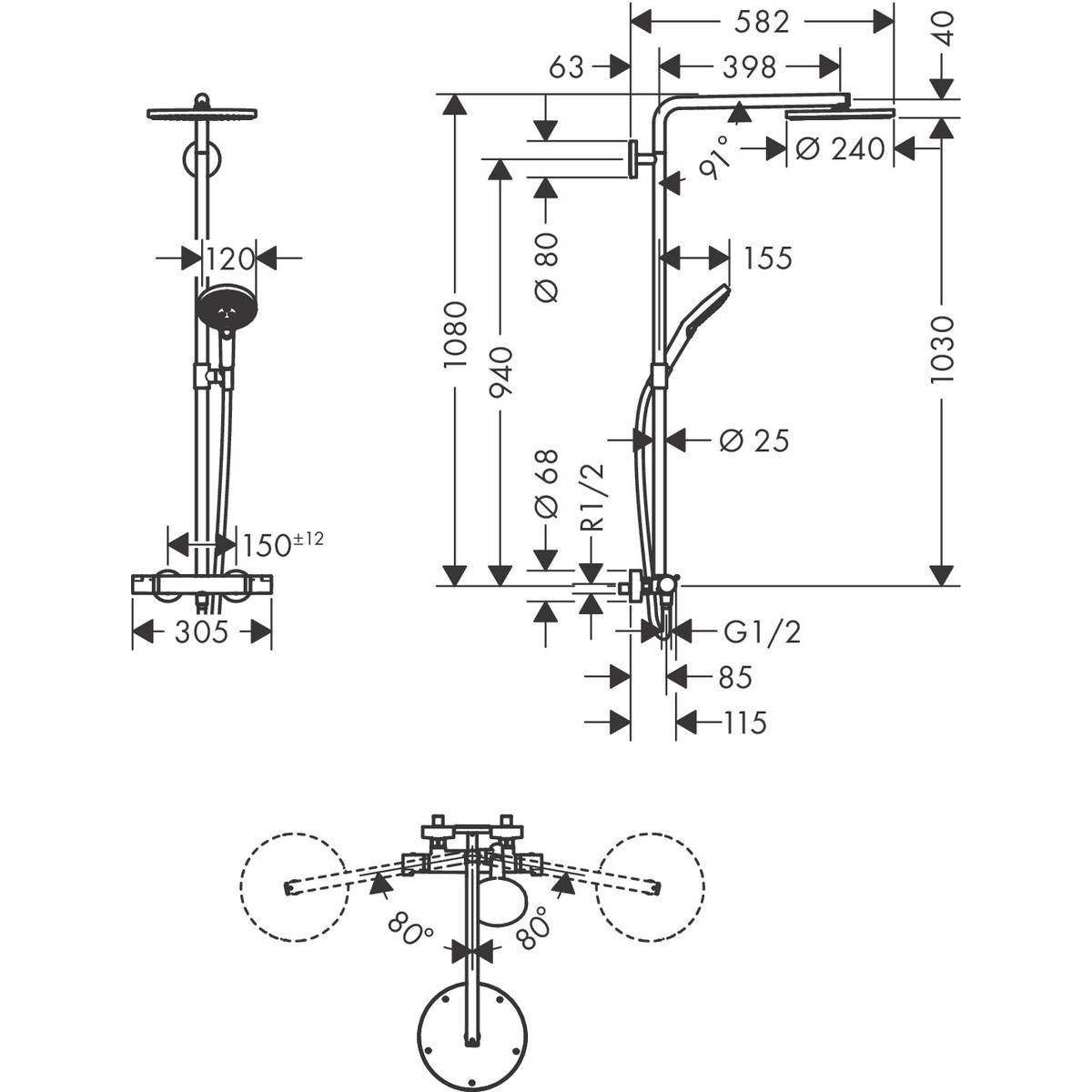 Takdusjsett Hansgrohe Raindance
