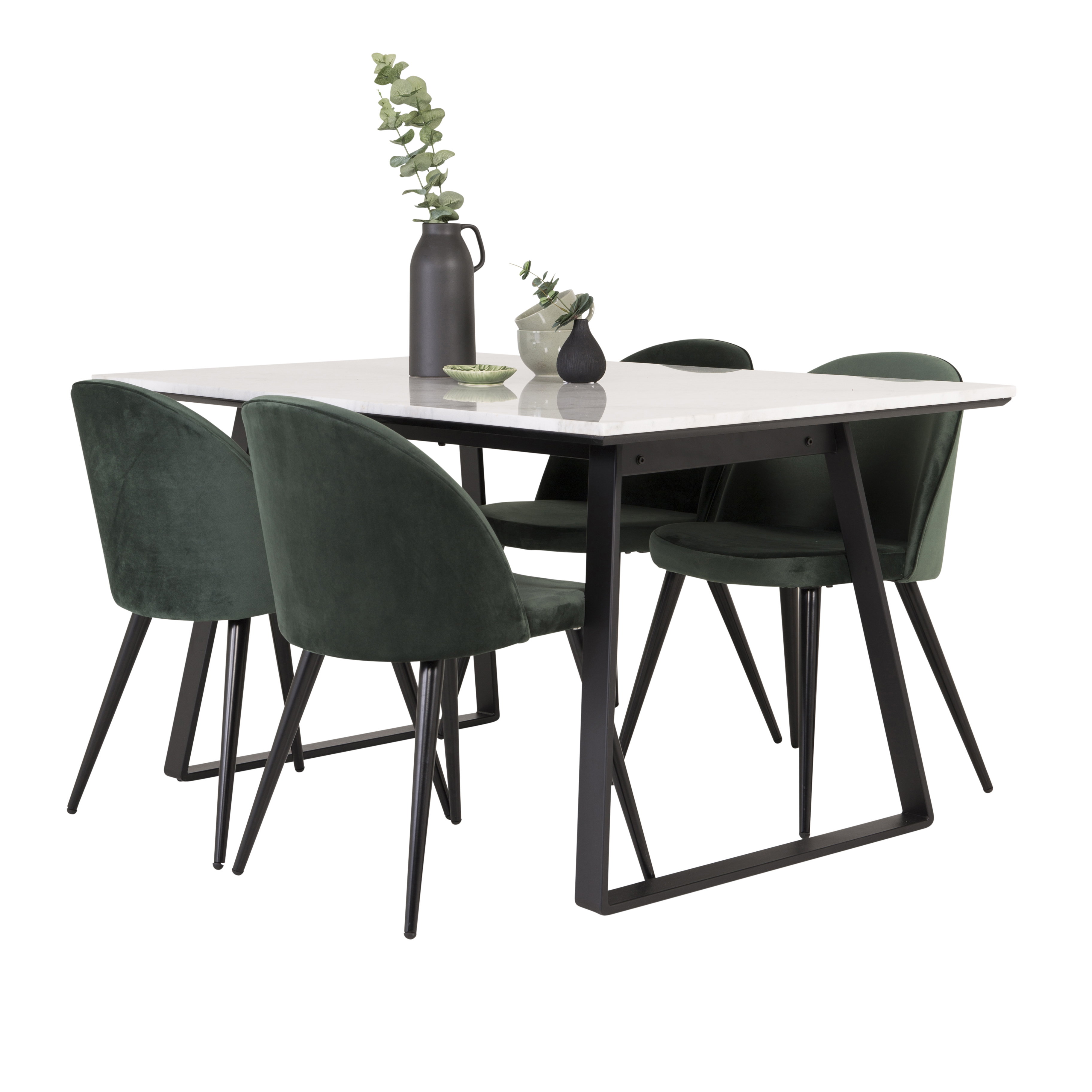 Spisegruppe Venture Home Estelle 140 med 4 Valentina Stoler Fløyel