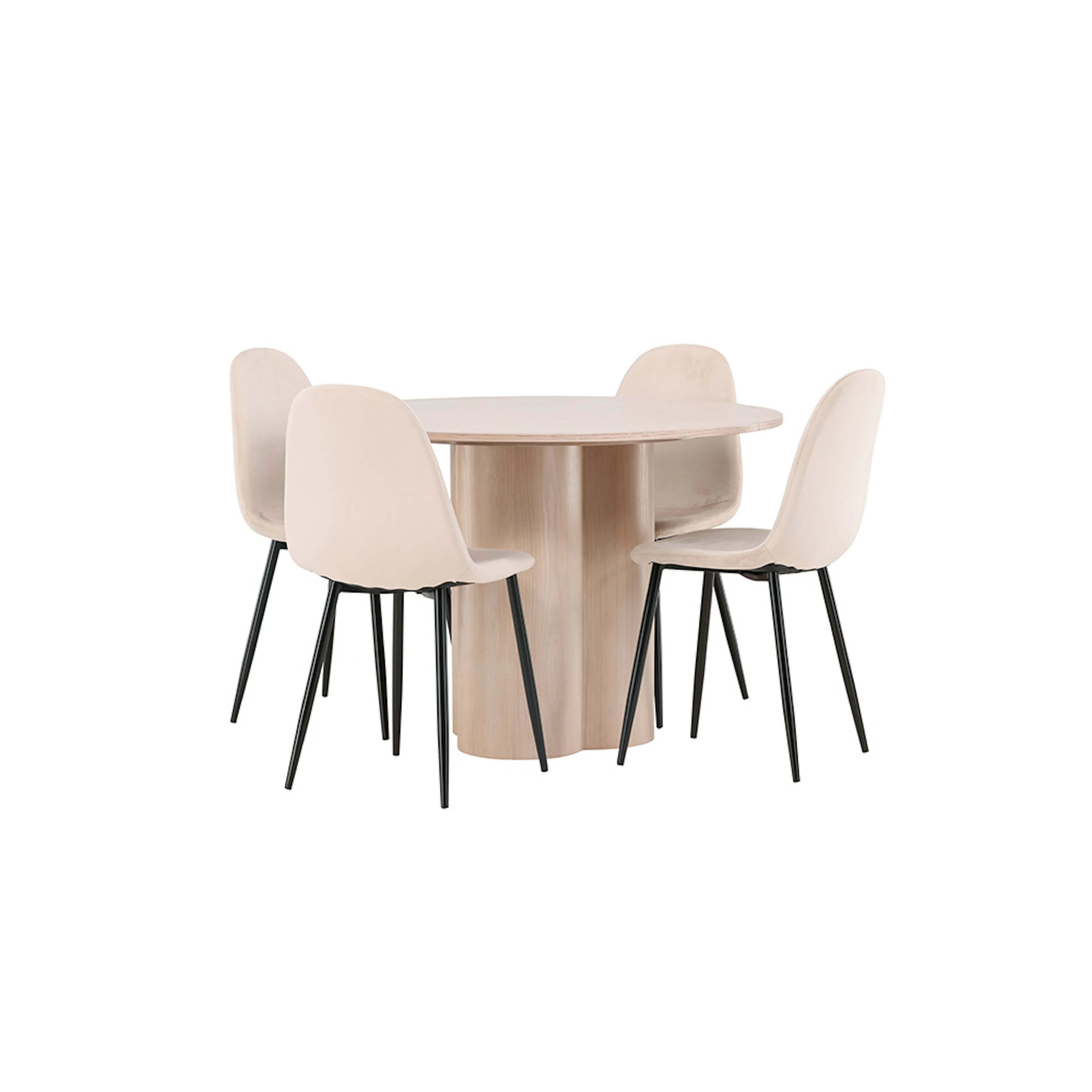 Spisegruppe Venture Home Olivia med 4 Polar Stoler Natur