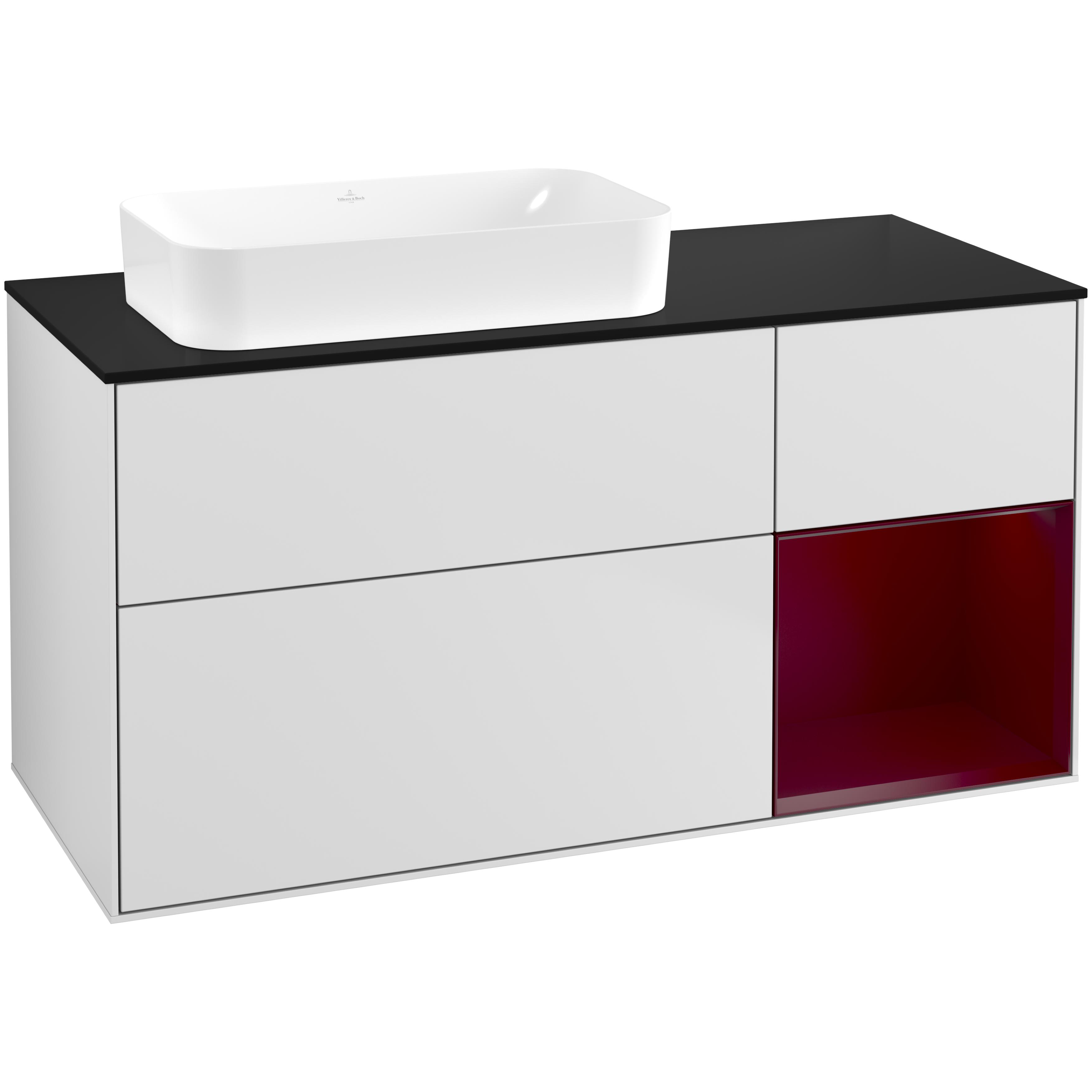 Tvättställsskåp Villeroy & Boch Finion med 3 Lådor Hylla och Bänkskiva för Ocentrerat Fristående Tvättställ