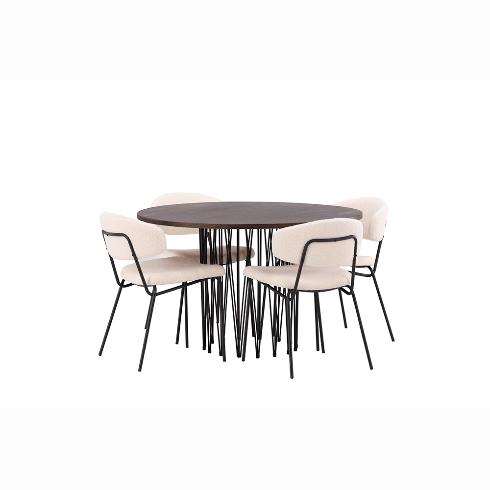Spisegruppe furniture/fashion Stone med 4 Chico Stoler Rundt