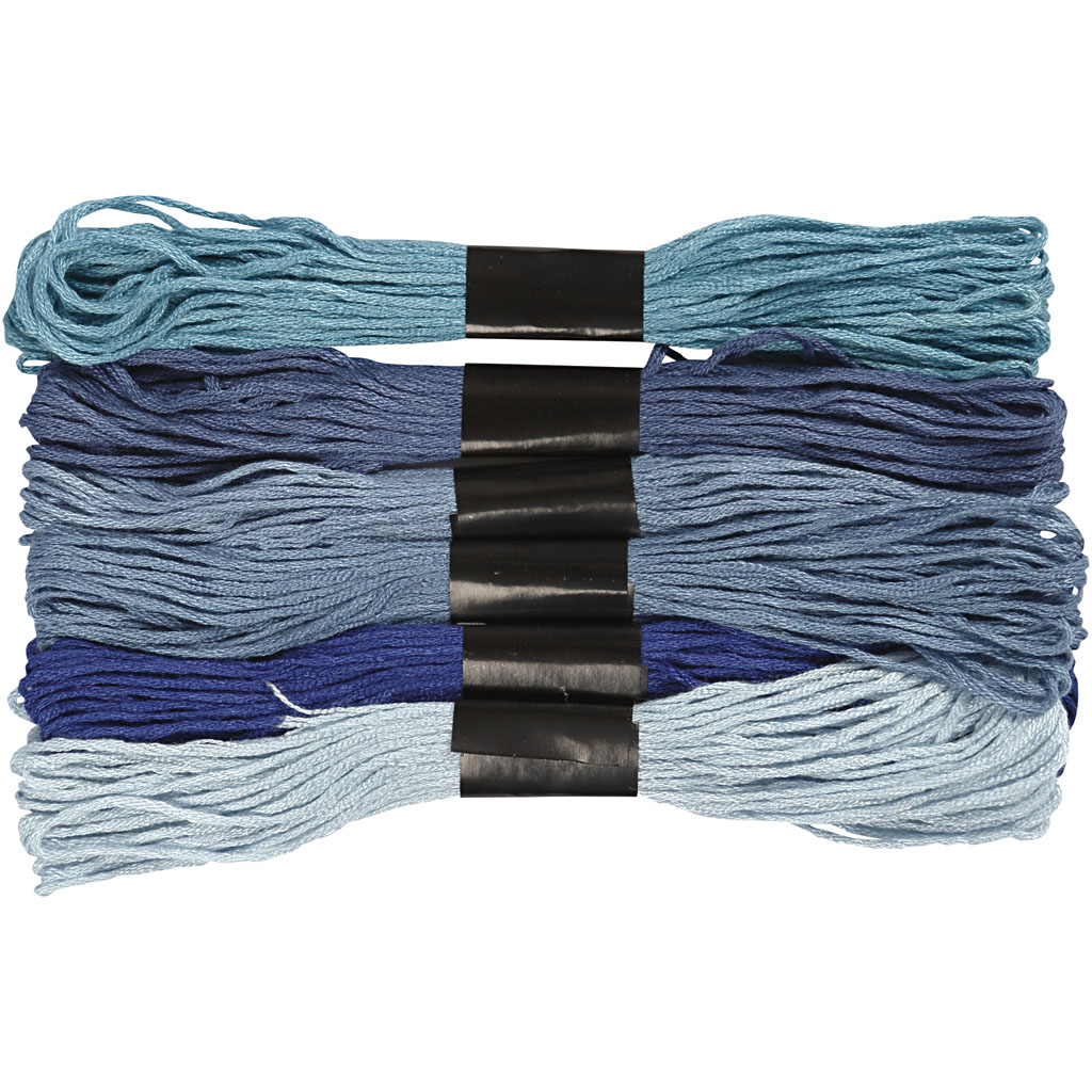 Harmoni broderigarn, blå harmoni, tjocklek 1 mm, 6 bunt/ 1 f Blå