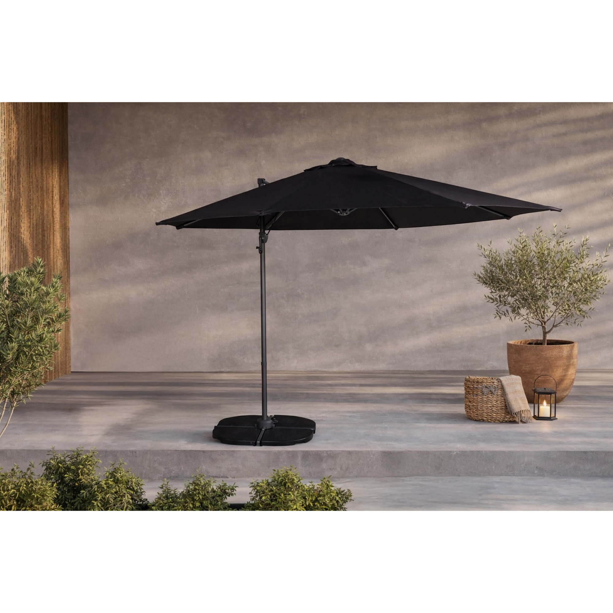 Leeds umbrella 3M Svart Alu / Svart Tyg Sort/Sort, Ø 3 m