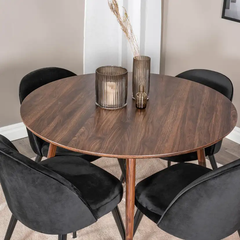 Spisegruppe Venture Home Plake med 4 Valentina Stoler Fløyel Rundt