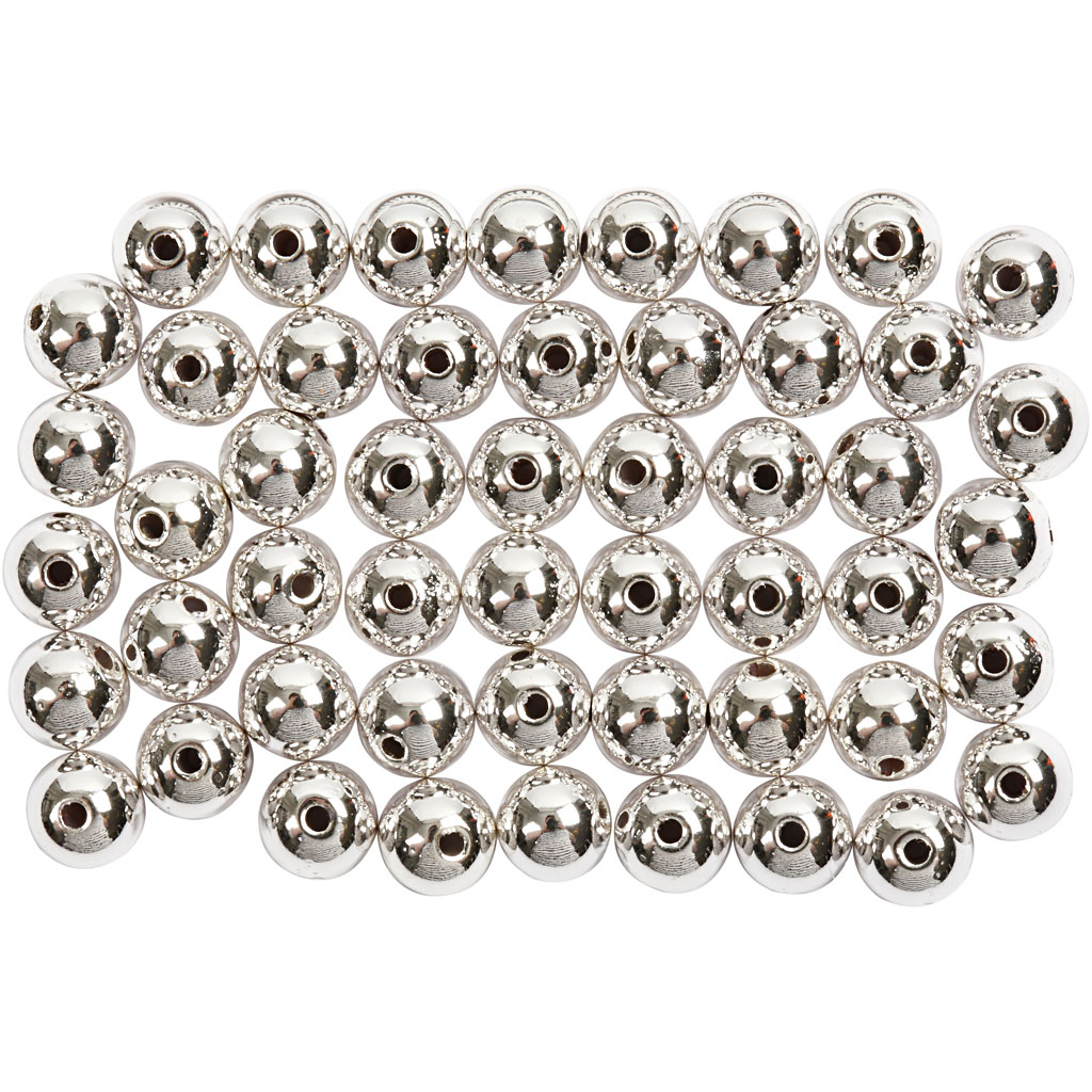 Vaxpärlor, silver, Dia. 5 mm, Hålstl. 0,7 mm, 100 st./ 1 för Sølv