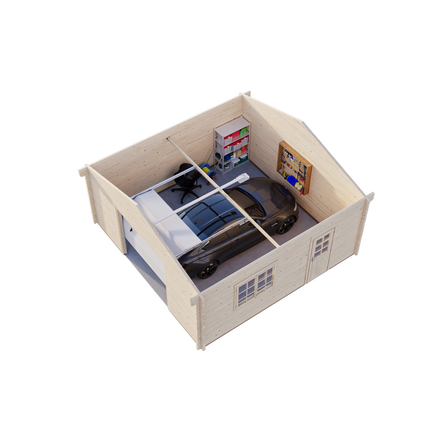 Roger 29,2 m2 (inv.  27,7 m2) with sectional door Ubehandlet tre