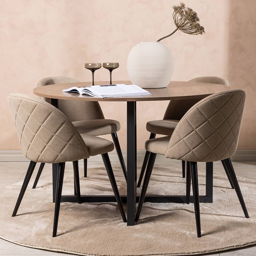 Spisegruppe Venture Home Durango Ø 120 cm med 4 Velvet Stoler