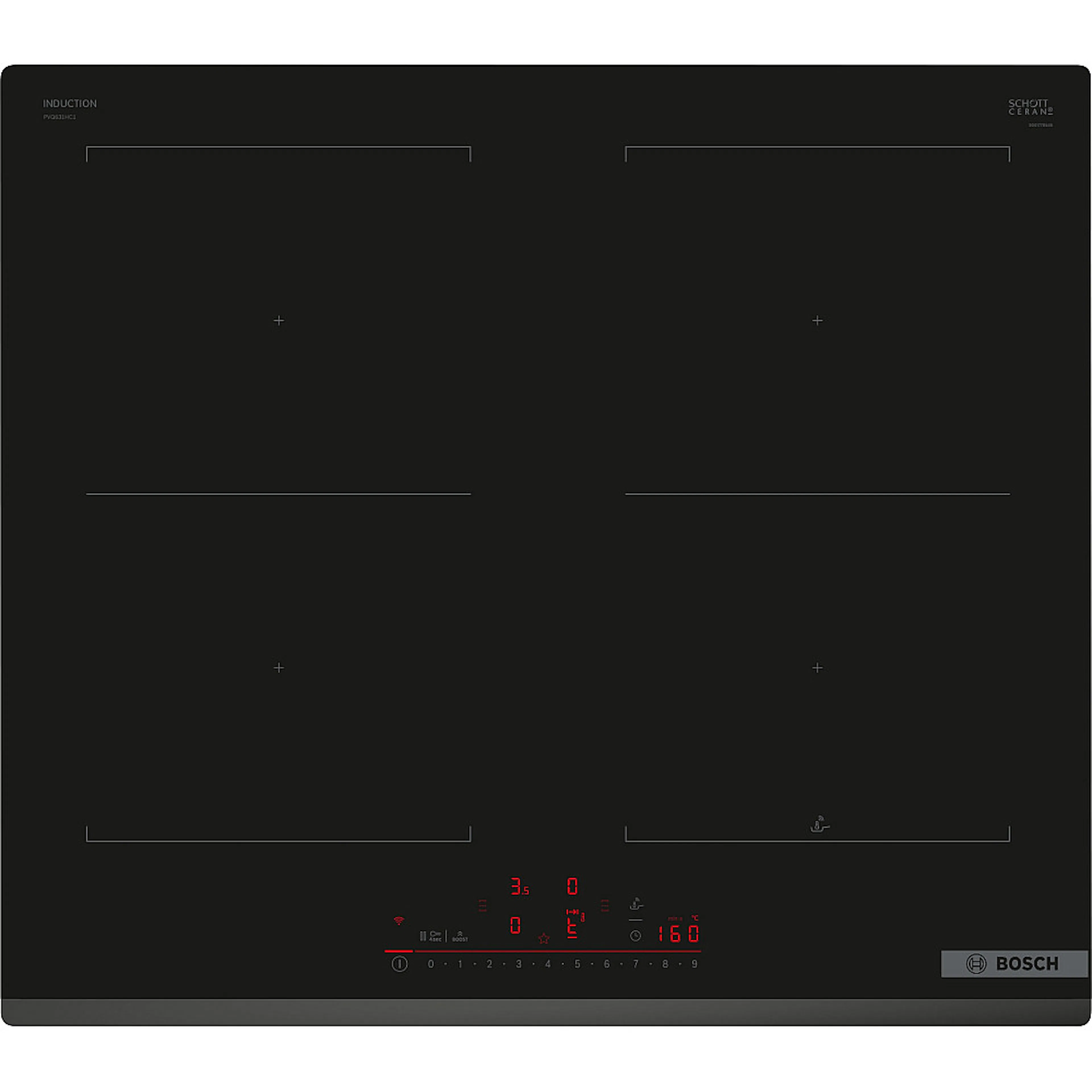 Induksjonstopp Bosch Serie 6 PVQ631HC1E Sort 60cm Automatisk Vifte