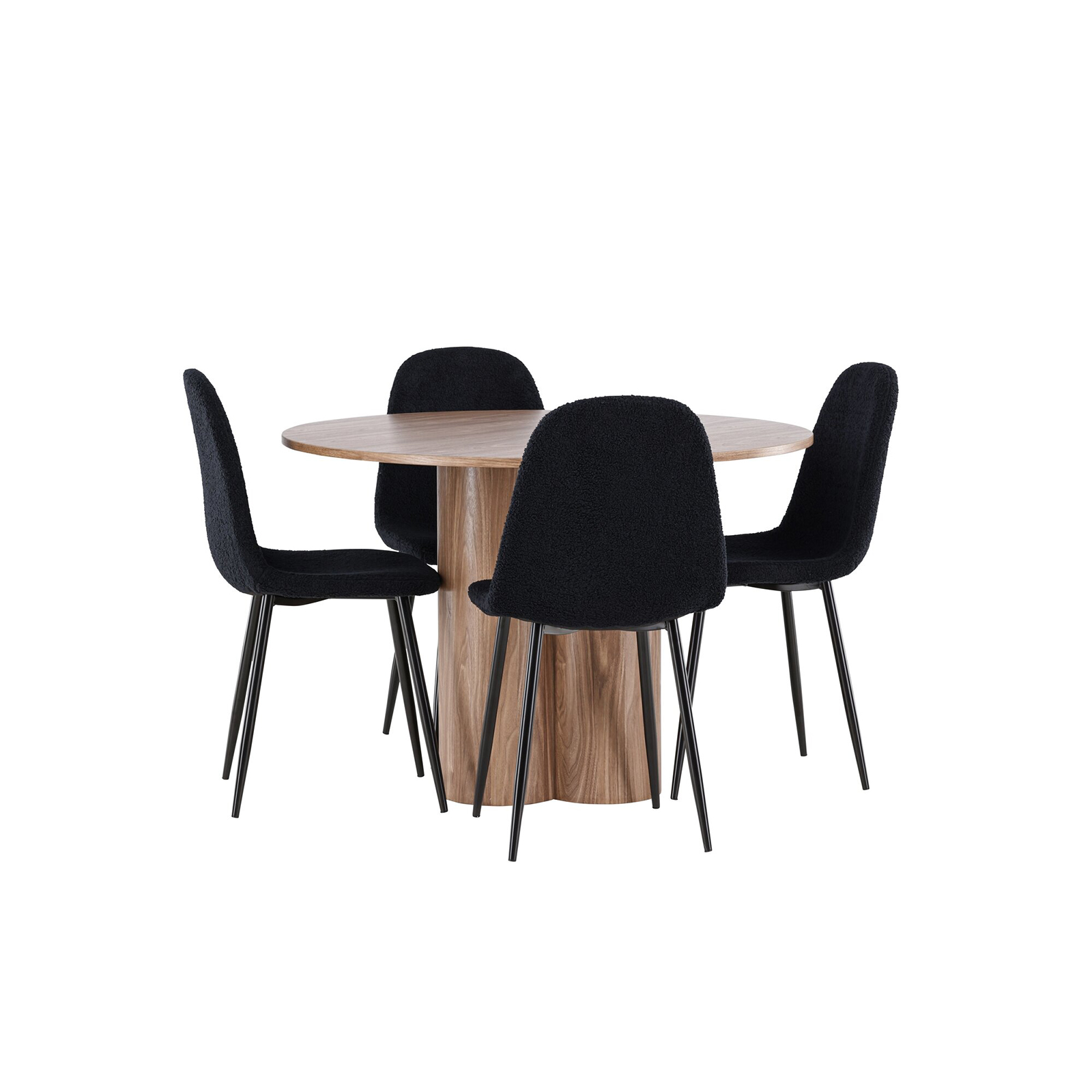 Spisegruppe Venture Home Olivia Ø110 med 4 stk Polar Stoler Teddy