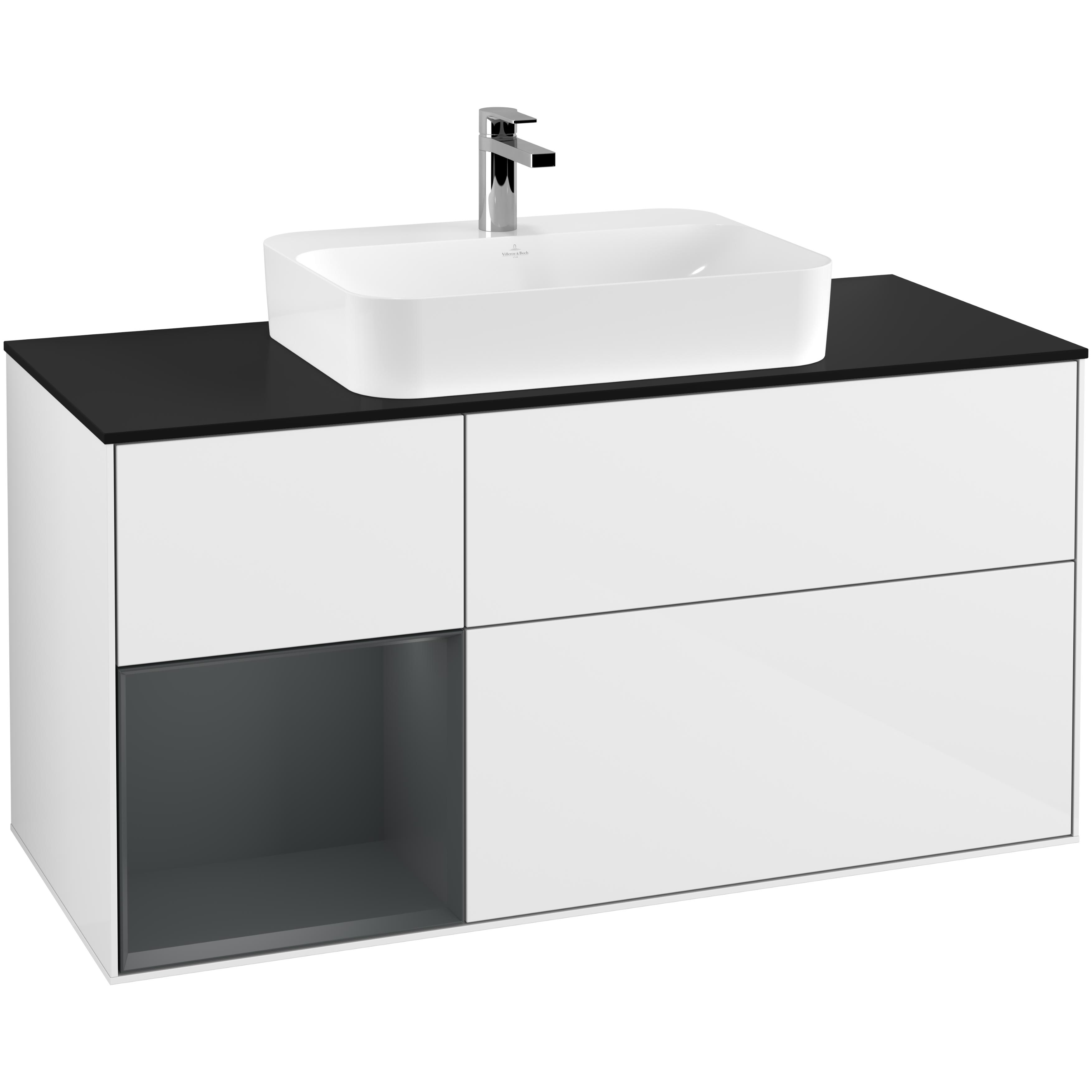 Tvättställsskåp Villeroy & Boch Finion med 3 Lådor Hylla och Bänkskiva för Ytmonterat Tvättställ | badrum - badrumsmobler - tvattstallsskap-och-kommod | KakelKungen