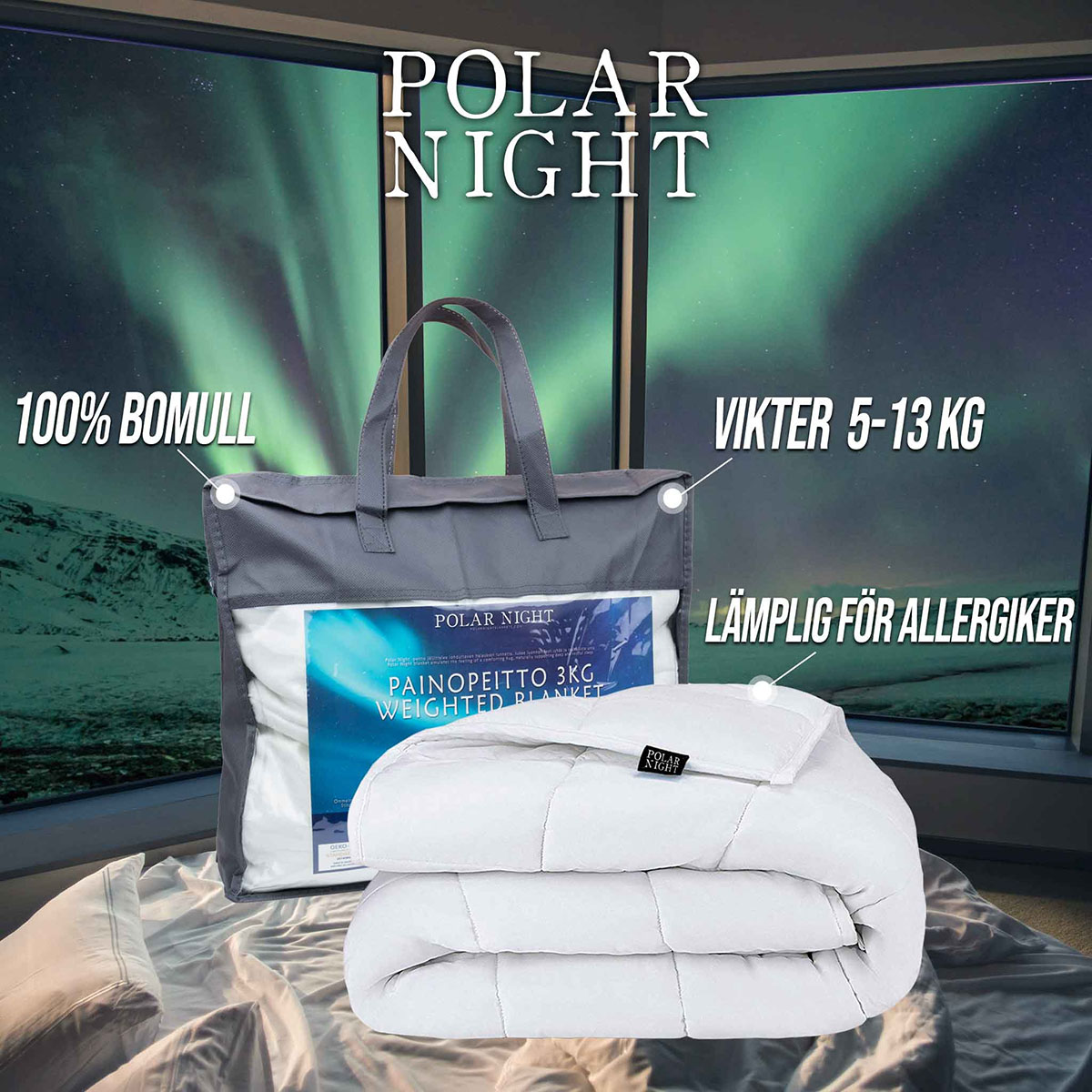 Vektteppe Polar Night Bomull 150x200 cm