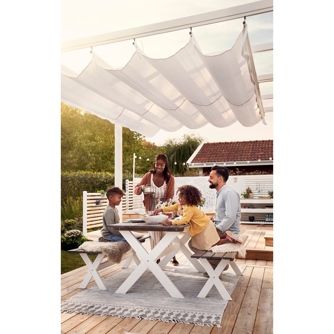 Pergola 4x4 m Vit Hvit
