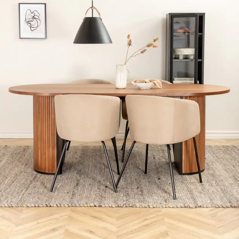 Spisegruppe Venture Home Bianca med 4 Bergen Stoler Polyester
